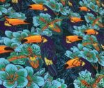 Orange Navy Blue Toucan Bird Patterned Fabric - Image 3