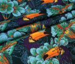 Orange Navy Blue Toucan Bird Patterned Fabric - Image 4