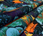 Orange Navy Blue Toucan Bird Patterned Fabric - Image 7