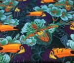 Orange Navy Blue Toucan Bird Patterned Fabric - Image 8