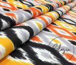Orange Yellow Ikat Fabric - Image 7
