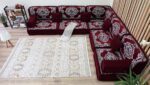 Arabic Majlis Sofa Set, Red Color L Shaped Floor Seating - Image 5