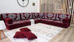 Arabic Majlis Sofa Set, Red Color L Shaped Floor Seating - Image 6