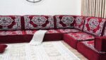 Arabic Majlis Sofa Set, Red Color L Shaped Floor Seating - Image 2