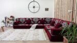 Arabic Majlis Sofa Set, Red Color L Shaped Floor Seating