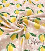 Patterned Sofa and Curtain Fabric with Powder Watercolor Background