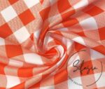 Peach Large Gingham Pattern Fabric - Image 3