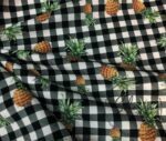 Pineapple Gingham Patterned Sofa and Curtain Black Plaid Fabric - Image 3