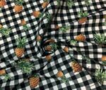 Pineapple Gingham Patterned Sofa and Curtain Black Plaid Fabric