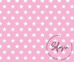 Pink Background White Star Pattern Fabric