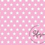 Pink Background White Star Pattern Fabric