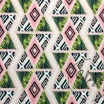 Pink Green Tile Triangle Patterned Fabric