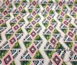 Pink Green Tile Triangle Patterned Fabric - Image 5