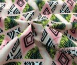 Pink Green Tile Triangle Patterned Fabric - Image 6