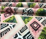 Pink Green Tile Triangle Patterned Fabric - Image 8