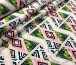 Pink Green Tile Triangle Patterned Fabric - Image 10