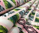 Pink Green Tile Triangle Patterned Fabric - Image 11