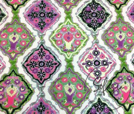 pink-ikat-argyle-pattern-fabric.jpg Pink Ikat Argyle Pattern Fabric - Image 1