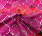 Pink Moroccan Patterned Cushion Fabric with Motif - Image 4