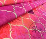 Pink Moroccan Patterned Cushion Fabric with Motif - Image 5
