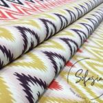 Pink Yellow Geometric Zigzag Patterned Curtain and Sofa Fabric