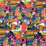 Pop Art Fast Food Patterned Fabric