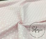 Powder Pink Fabric with White on Small Polka Dots