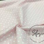 Powder Pink Fabric with White on Small Polka Dots