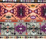Purple Orange Ethnic Kilim Patterned Fabric - Image 3
