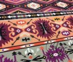 Purple Orange Ethnic Kilim Patterned Fabric - Image 5