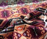 Purple Orange Ethnic Kilim Patterned Fabric - Image 7