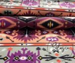 Purple Orange Ethnic Kilim Patterned Fabric - Image 8