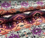Purple Orange Ethnic Kilim Patterned Fabric - Image 9