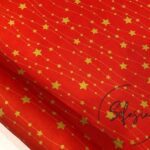 Red Background Gold Star Fabric