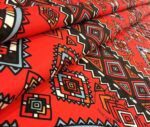 Red Ethnic Patterned Cushion and Curtain Fabric - Image 5