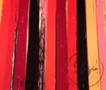 Red Orange Fuchsia Antique Striped Fabric
