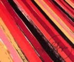 Red Orange Fuchsia Antique Striped Fabric - Image 4