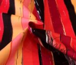 Red Orange Fuchsia Antique Striped Fabric - Image 7