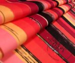 Red Orange Fuchsia Antique Striped Fabric - Image 8