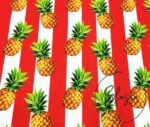 Red Thick Line Pineapples Patterned Sofa Fabric