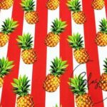 Red Thick Line Pineapples Patterned Sofa Fabric