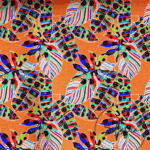 Retro Colorful Tropical Leaf Pattern Fabric