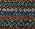 Round Zigzag Pattern Ethnic Fabric with Colorful Dots