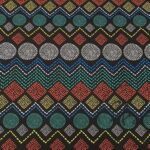 Round Zigzag Pattern Ethnic Fabric with Colorful Dots