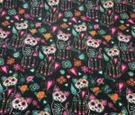 Skull Cat Pop Art Patterned Fabric