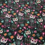 Skull Cat Pop Art Patterned Fabric