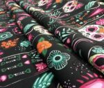 Skull Cat Pop Art Patterned Fabric - Image 6