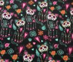 Skull Cat Pop Art Patterned Fabric - Image 7