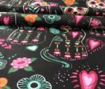 Skull Cat Pop Art Patterned Fabric - Image 8