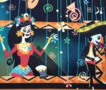 Skull Orchestra Patterned Pop Art Fabric - Image 12